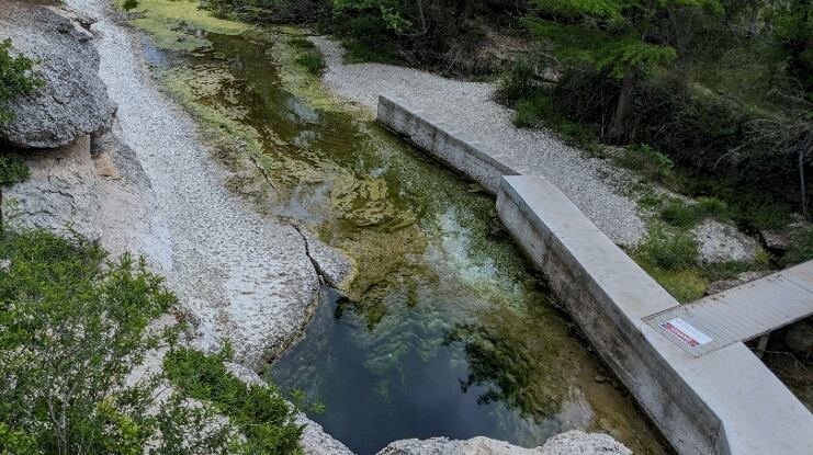 Jacob’s Well in April 30, 2024, with below-average water levels.