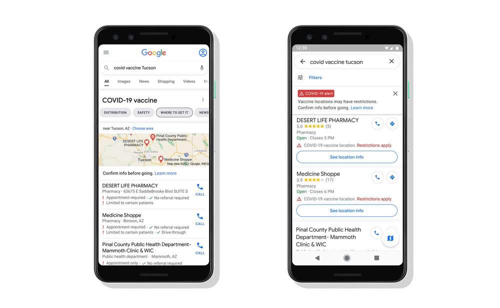 Google Search, Maps now showing COVID-19 vaccination sites in San Antonio and Texas