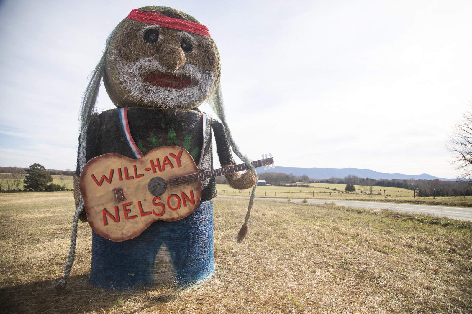 'On the Farm Again' Woman makes hay replica of Willie Nelson