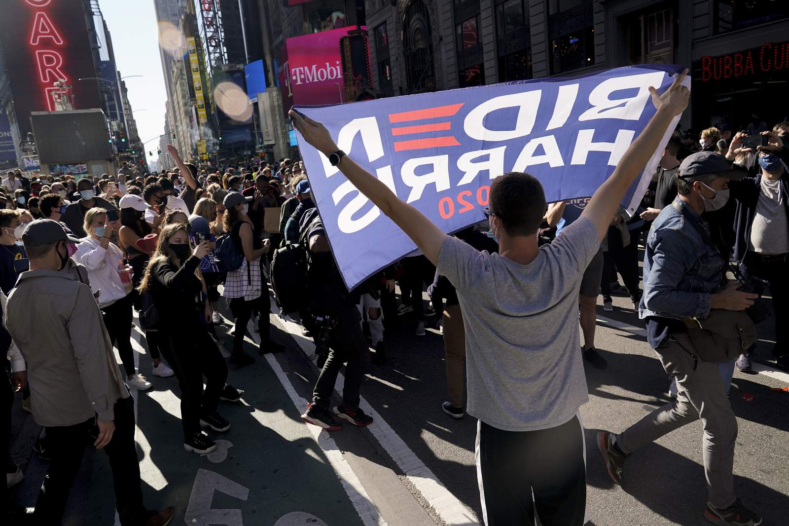 Photos from across the U.S. show protests, celebrations as Joe Biden becomes projected winner