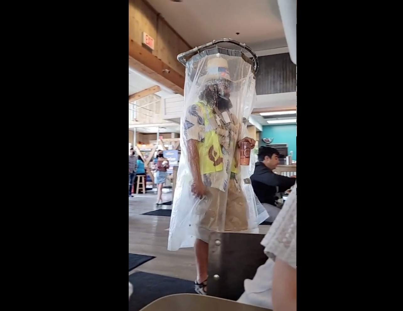 Social media video shows San Antonio man wearing shower curtain covering in public