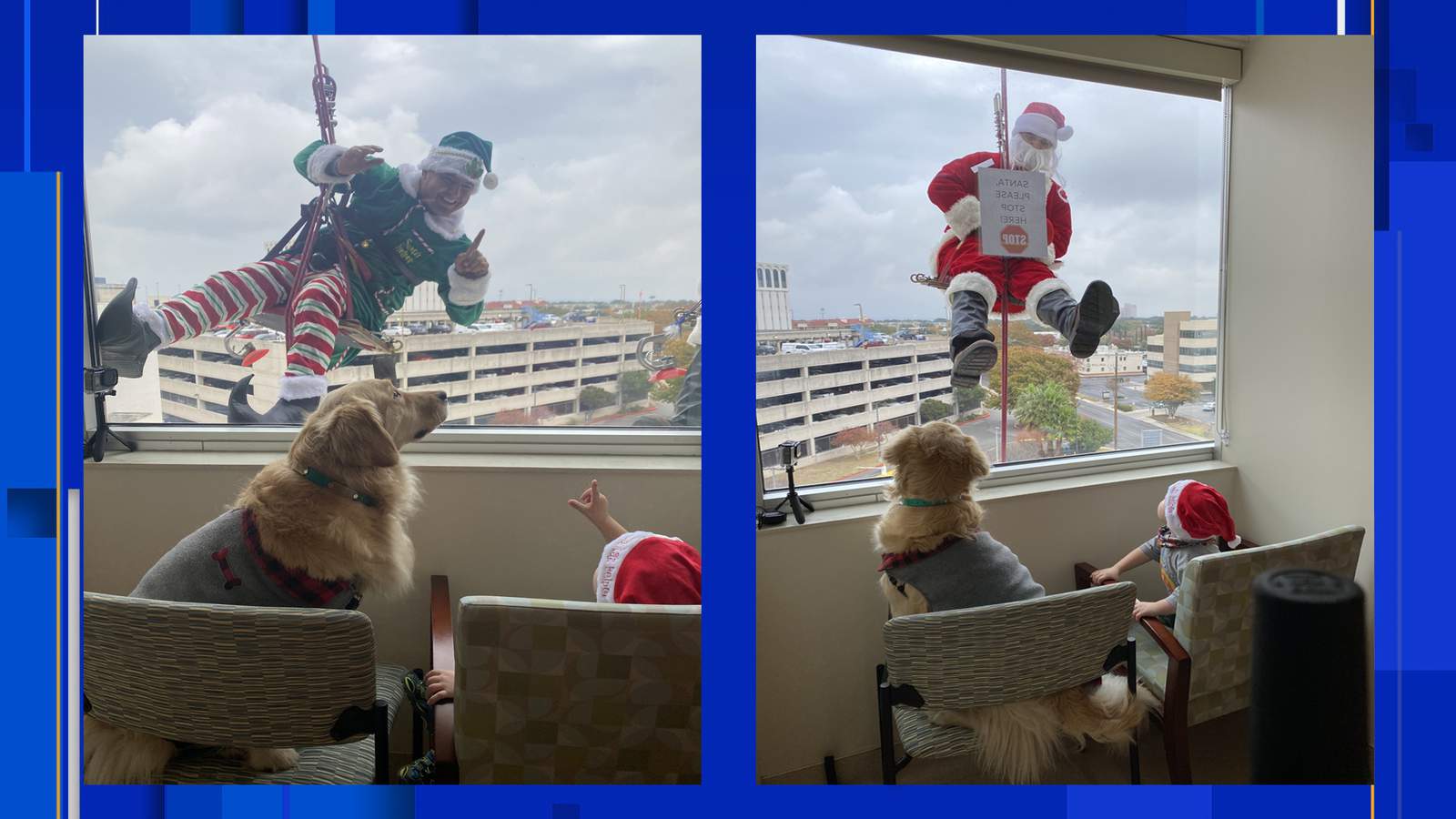 Santa and his elves rappel down windows at San Antonio hospital